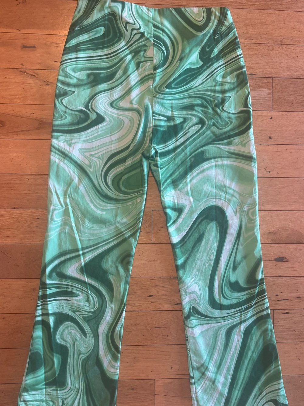 Hosbjerg Vilma Paloma women’s Green Marble Print Flare Bottoms